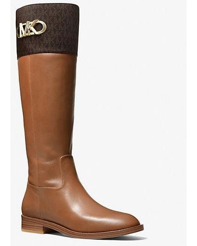 Michael Kors Parker Logo And Leather Boot - Brown
