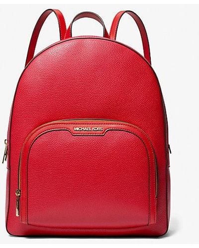 Michael Kors Jaycee Large Pebbled Leather Backpack - Red