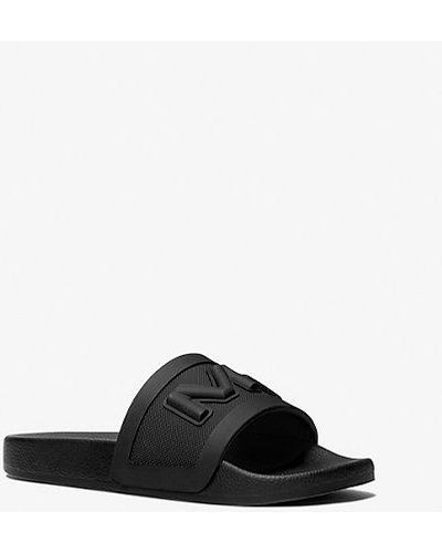 Michael Kors Mk Jake Logo Embossed Rubber Slide Sandal - Black