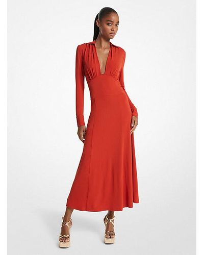 Michael Kors Mk Stretch Matte Jersey Dress - Red