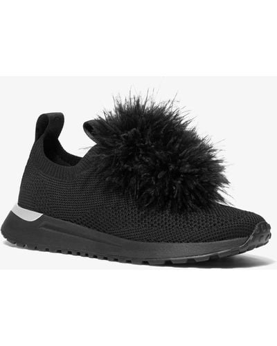 Michael Kors Sneaker slip-on Bodie in maglia stretch con piume - Nero