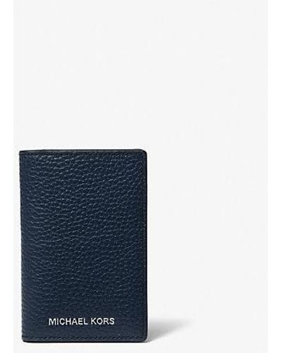 Michael Kors Hudson Pebbled Leather Bi-fold Card Case - Blue