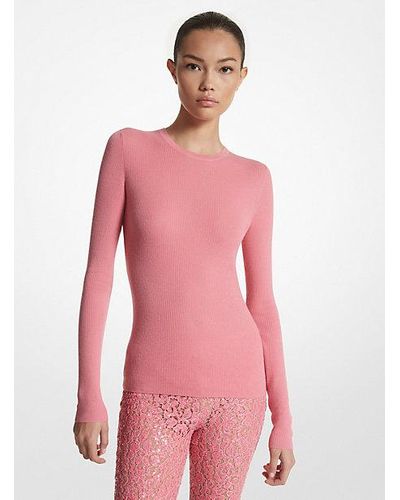 Michael Kors Hutton Featherweight Cashmere Sweater - Pink