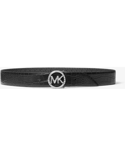 Michael Kors Reversible Logo And Leather Belt - White