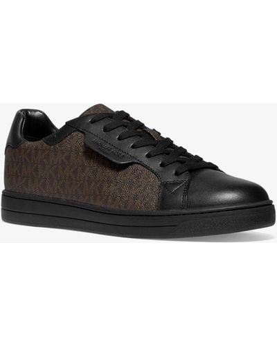 Michael Kors Keating Logo And Leather Trainer - Black