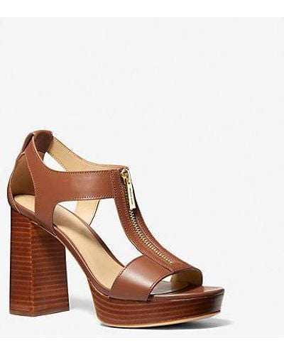 Michael Kors Berkley Leather Block-heel Sandal - Brown