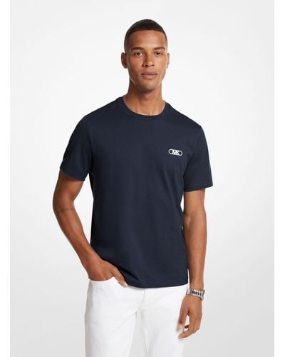 Michael Kors T-Shirt Aus Baumwolle Mit Empire-Logomuster - Blau