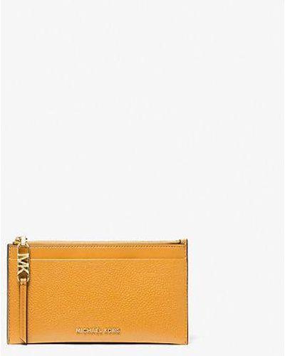 Michael Kors Mk Empire Large Pebbled Leather Card Case - Yellow