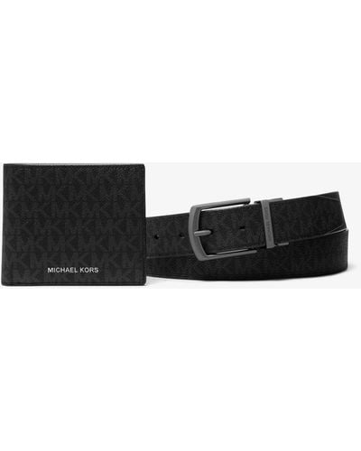 Michael Kors Mk Signature Logo Wallet And Belt Gift Set - White