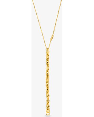 Michael Kors Astor Small Precious Metal-plated Sterling Silver Link Necklace - White