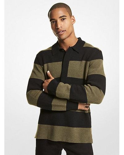Michael Kors Striped Wool Blend Sweater - Black