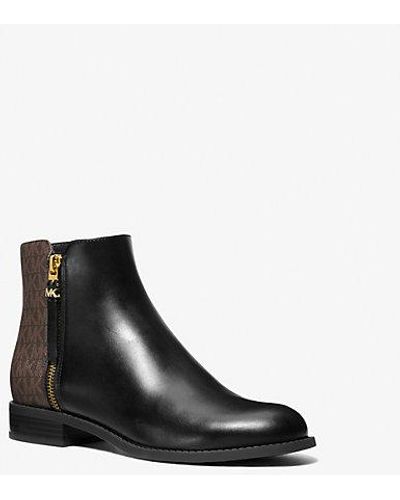 Michael Kors Britt Signature Logo Trim Ankle Boot - Black