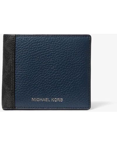 Michael Kors Hudson Logo-trimmed Pebbled Leather Billfold Wallet - Black