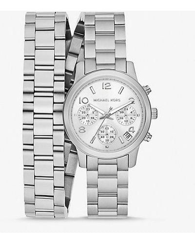 Michael Kors Runway Silver-tone Wrap Watch - White
