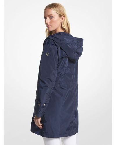 Michael Kors Woven Hooded Raincoat - Blue
