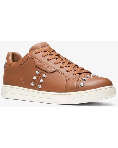 Michael Kors Keating Studded Leather Trainer - Brown