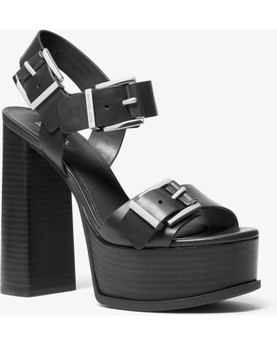 Michael Kors Colby Leather Platform Sandal - Black
