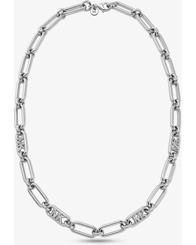 Michael Kors Precious Metal-plated Brass Chain Link Necklace - White