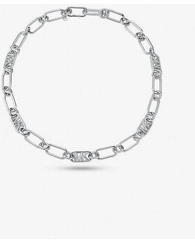Michael Kors Mk Precious Metal-Plated Brass Chain Link Necklace - White