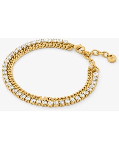Michael Kors Precious Metal-plated Brass Double Chain Tennis Bracelet - Metallic