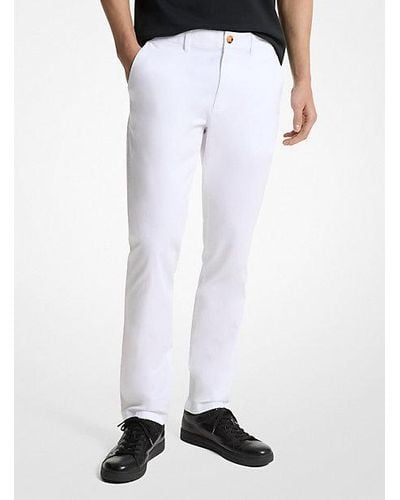 Michael Kors Mk Slim-Fit Cotton Blend Chino Trousers - White