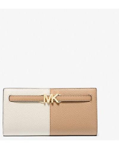 Michael Kors Reed Large Two-tone Pebbled Leather Wallet - Natural