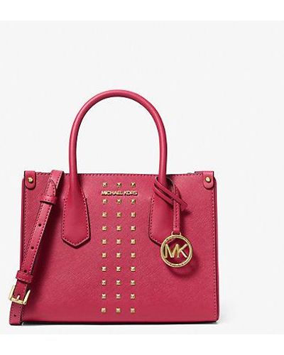 Michael Kors Maple Small Studded Saffiano Leather Satchel - Pink