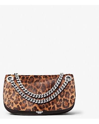 Michael Kors Christie Mini Leopard Print Calf Hair Envelope Bag - White