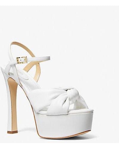 Michael Kors Elena Leather Platform Sandal - White