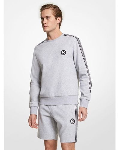 Michael Kors Sweatshirt Aus Baumwollmischgewebe Mit Logostreifen - Grau