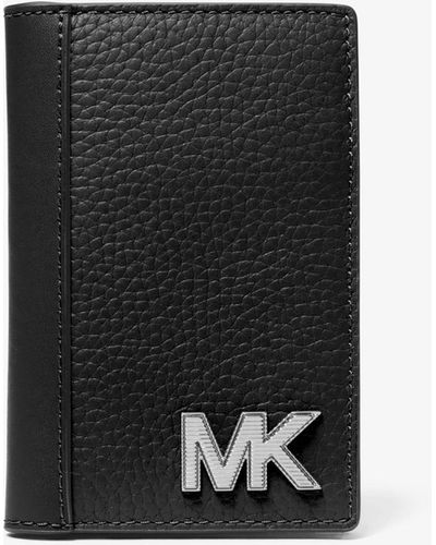 Michael Kors Hudson Pebbled Leather Card Case - Black