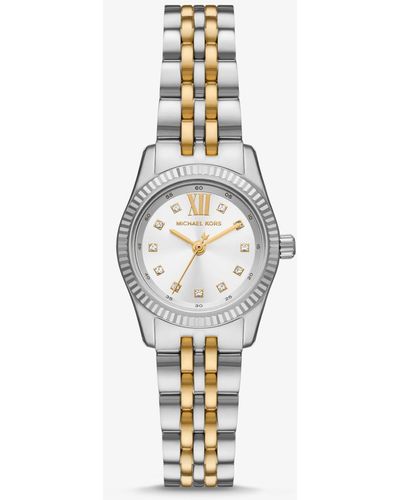 Michael Kors Reloj Lexington petite en dos tonos con incrustaciones - Blanco