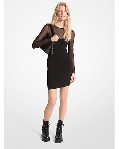 Michael Kors Mk Sheer Viscose Blend Mini Dress - Black