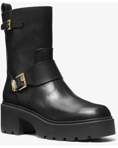 MICHAEL Michael Kors Perry Leather Ankle Boots - Black