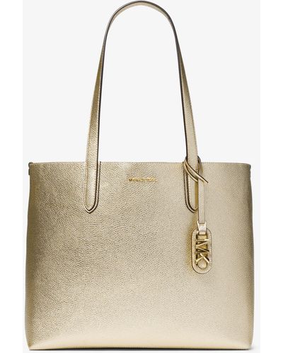 Michael Kors Eliza Extra-large Metallic Pebbled Leather Reversible Tote Bag - Natural