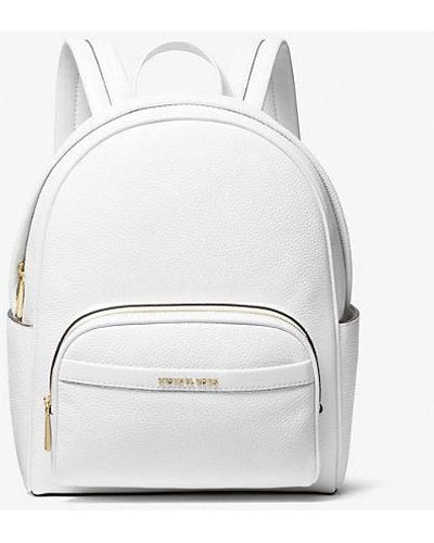 Michael Kors Bex Medium Pebbled Leather Backpack - White
