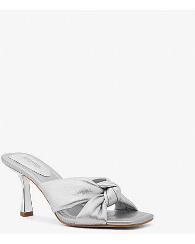 MICHAEL Michael Kors Mk Elena Metallic Leather Sandal - White