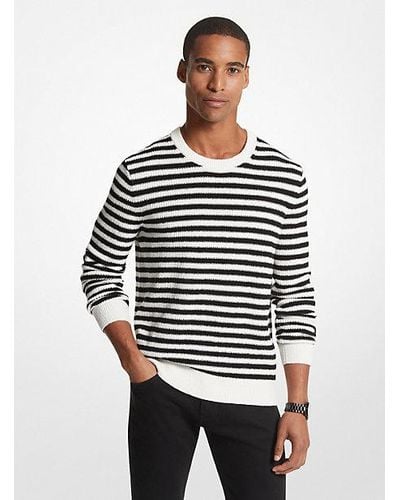 Michael Kors Striped Cotton Blend Sweater - Black