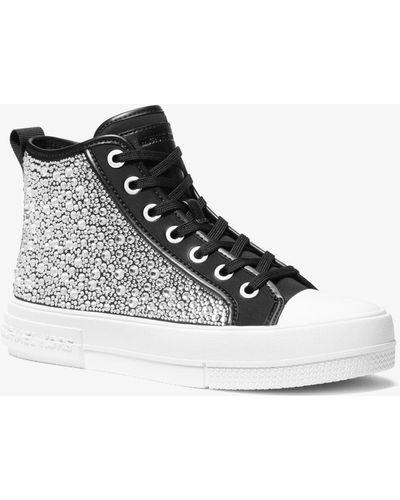 MICHAEL Michael Kors Evy Embellished Scuba High-top Trainer - White
