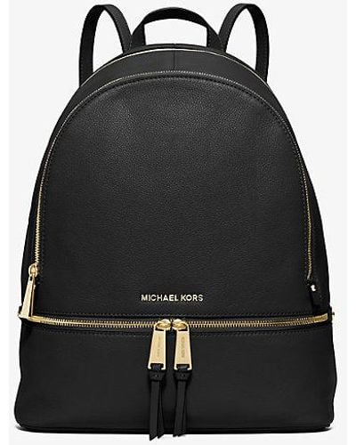 Michael Kors Mk Rhea Large Leather Backpack - Black