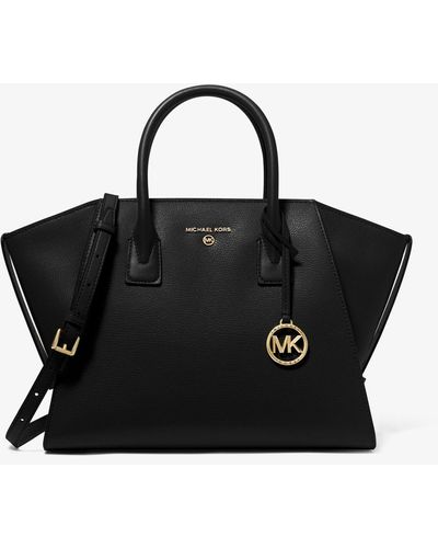 Michael Kors Grand sac Avril en cuir à glissière supérieure - Noir