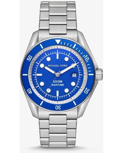 Michael Kors Reloj Maritime oversize en tono plateado - Azul