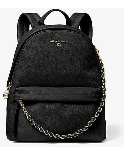 Michael Kors Mk Slater Medium Pebbled Leather Backpack - Black