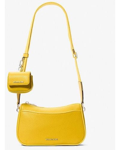 Michael Kors Jet Set Medium Pebbled Leather Crossbody Bag With Case For Apple Airpods Pro® - Yellow