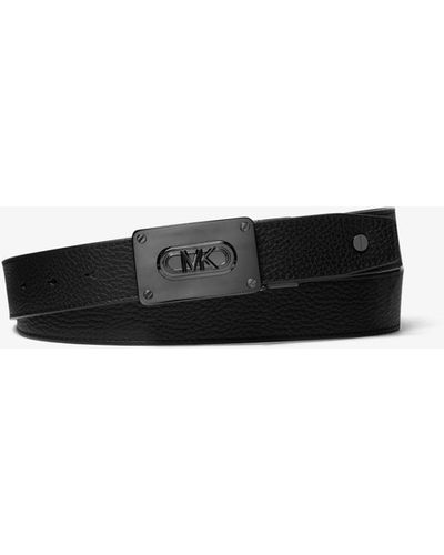 Michael Kors Mk Reversible Leather And Logo Belt - White