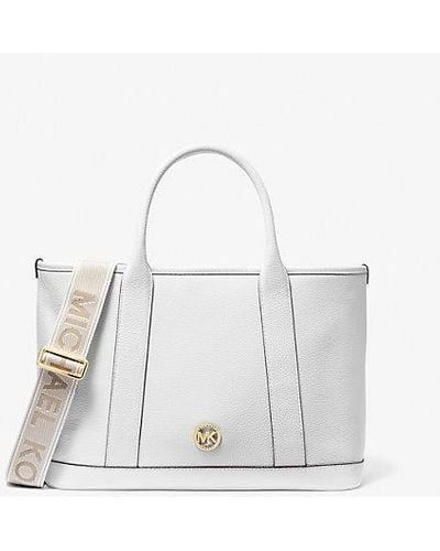 Michael Kors Luisa Medium Pebbled Leather Tote Bag - White