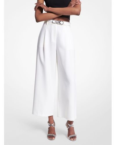 MICHAEL Michael Kors Cropped Stretch Twill Belted Trousers - White