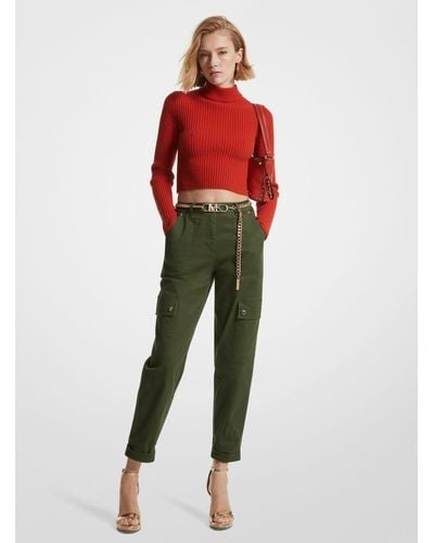 Michael Kors Stretch Organic Cotton Cargo Trousers - Red