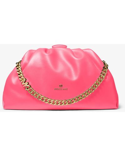 Michael Kors Nola Extra-large Faux Leather Clutch - Pink
