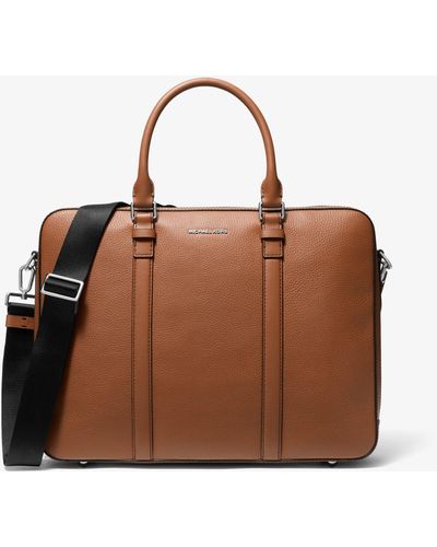 Michael Kors Hudson Logo And Leather Double-gusset Briefcase - Brown